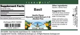 Label for Basil Vanilla Flavor