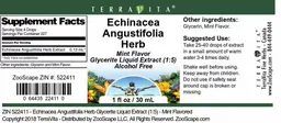 Label for Echinacea Angustifolia Herb Mint Flavor