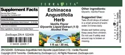 Label for Echinacea Angustifolia Herb Vanilla Flavor