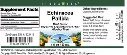 Label for Echinacea Pallida Mint Flavor