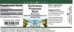 Label for Echinacea Purpurea Root Mint Flavor