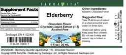Label for Elderberry Chocolate Flavor