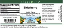 Label for Elderberry Vanilla Flavor