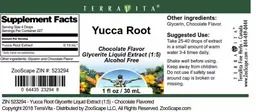 Label for Yucca Root Chocolate Flavor
