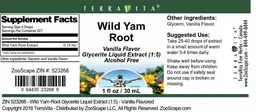 Label for Wild Yam Root Vanilla Flavor