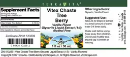 Label for Vitex Chaste Tree Berry Vanilla Flavor