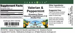 Label for Valerian & Peppermint Strawberry Flavor