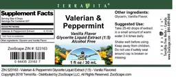 Label for Valerian & Peppermint Vanilla Flavor