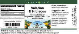 Label for Valerian & Hibiscus Chocolate Flavor
