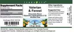 Label for Valerian & Fennel Chocolate Flavor