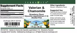 Label for Valerian & Chamomile Strawberry Flavor