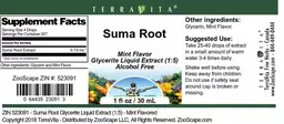 Label for Suma Root Mint Flavor