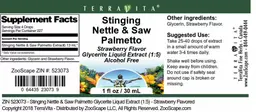 Label for Stinging Nettle & Saw Palmetto Strawberry Flavor