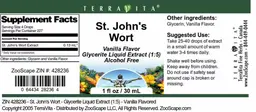 Label for St. John's Wort Vanilla Flavor