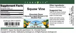 Label for Squaw Vine Chocolate Flavor