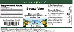 Label for Squaw Vine Strawberry Flavor