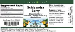 Label for Schisandra Berry Chocolate Flavor