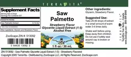 Label for Saw Palmetto Strawberry Flavor