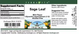 Label for Sage Leaf Mint Flavor