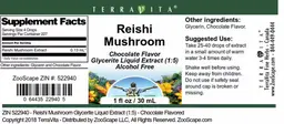 Label for Reishi Mushroom Chocolate Flavor