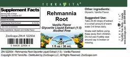 Label for Rehmannia Root Vanilla Flavor