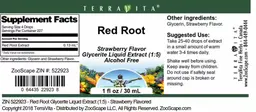 Label for Red Root Strawberry Flavor