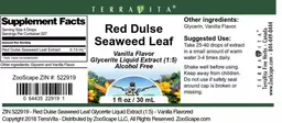 Label for Red Dulse Seaweed Leaf Vanilla Flavor