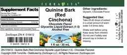 Label for Quinine Bark (Red Cinchona) Chocolate Flavor