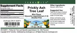 Label for Prickly Ash Tree Leaf Mint Flavor