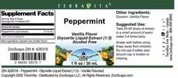 Label for Peppermint Vanilla Flavor