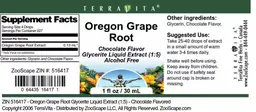 Label for Oregon Grape Root Chocolate Flavor