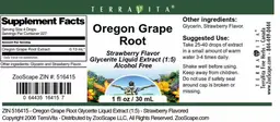 Label for Oregon Grape Root Strawberry Flavor
