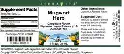 Label for Mugwort Herb Chocolate Flavor