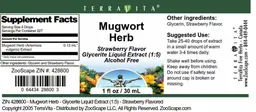 Label for Mugwort Herb Strawberry Flavor