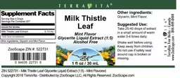 Label for Milk Thistle Leaf Mint Flavor