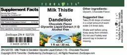 Label for Milk Thistle & Dandelion Chocolate Flavor