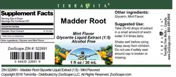 Label for Madder Root Mint Flavor