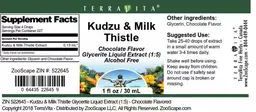 Label for Kudzu & Milk Thistle Chocolate Flavor