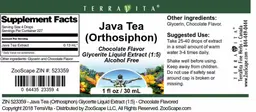 Label for Java Tea (Orthosiphon) Chocolate Flavor