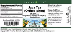 Label for Java Tea (Orthosiphon) Mint Flavor
