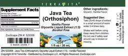 Label for Java Tea (Orthosiphon) Vanilla Flavor