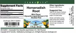 Label for Horseradish Root Mint Flavor