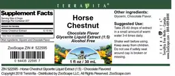 Label for Horse Chestnut Chocolate Flavor