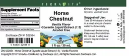 Label for Horse Chestnut Vanilla Flavor