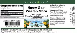 Label for Horny Goat Weed & Maca Mint Flavor