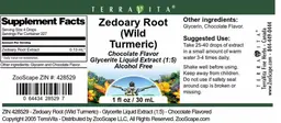 Label for Zedoary Root (Wild Turmeric) Chocolate Flavor