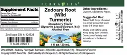 Label for Zedoary Root (Wild Turmeric) Strawberry Flavor