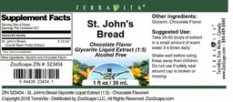 Label for St. John's Bread Chocolate Flavor