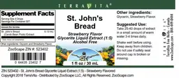 Label for St. John's Bread Strawberry Flavor