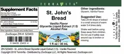 Label for St. John's Bread Vanilla Flavor